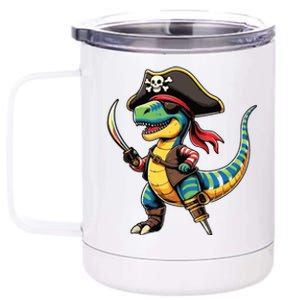 Funny Halloween Dinosaur Trex Pirate 12 oz Stainless Steel Tumbler Cup