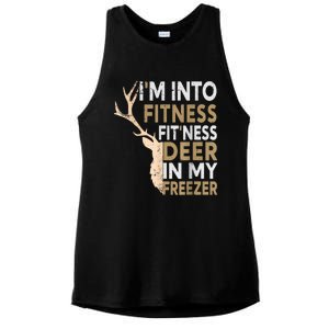 Funny Hunter Dad IM Into Fitness Deer Freezer Hunting Ladies PosiCharge Tri-Blend Wicking Tank