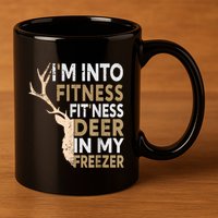 Funny Hunter Dad IM Into Fitness Deer Freezer Hunting 11oz C Handle Ceramic Mug