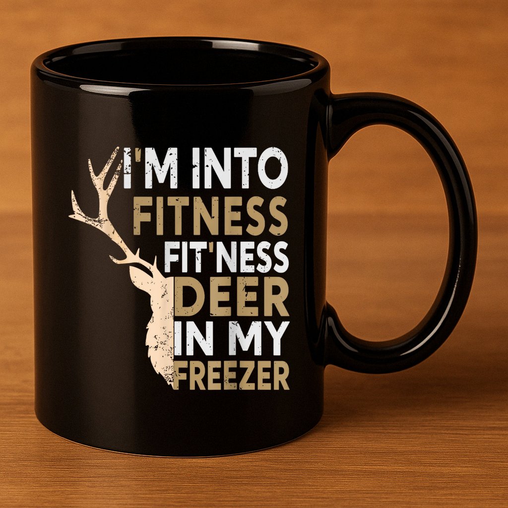 Funny Hunter Dad IM Into Fitness Deer Freezer Hunting 11oz C Handle Ceramic Mug