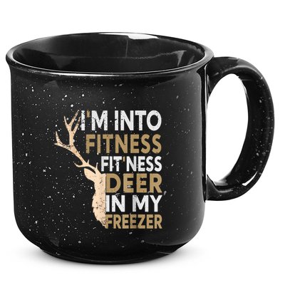 Funny Hunter Dad IM Into Fitness Deer Freezer Hunting 15oz Campfire Ceramic Mug