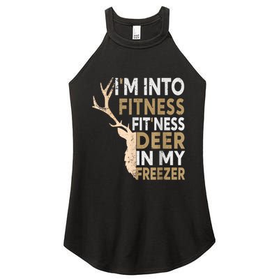 Funny Hunter Dad IM Into Fitness Deer Freezer Hunting Women's Perfect Tri Rocker Tank