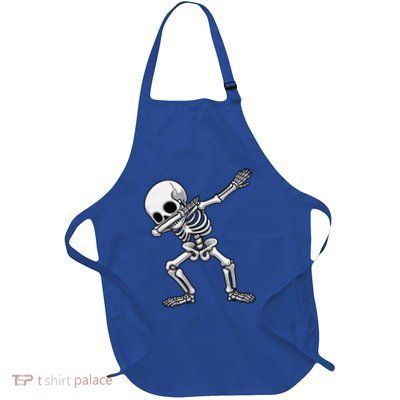 Funny Halloween Dabbing Skeleton Skull Great Gift Full-Length Apron With Pockets