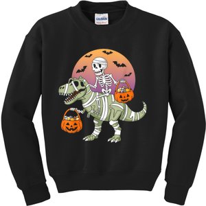 Funny Halloween Dinosaur Trex Skeleton Kids Sweatshirt