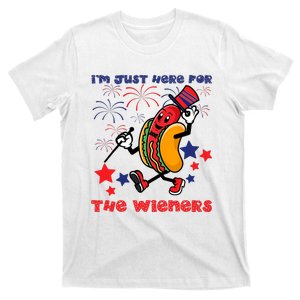 Funny Hot Dog Im Just Here For The Wieners 4Th Of July T-Shirt