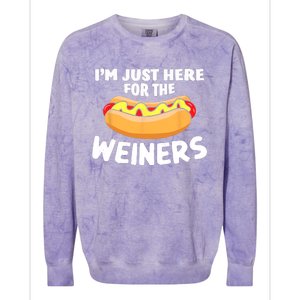 Funny Hot Dog Im Just Here For The Wieners 4th Of July Trending Design Colorblast Crewneck Sweatshirt