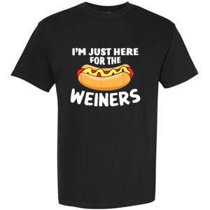 Funny Hot Dog Im Just Here For The Wieners 4th Of July Trending Design Garment-Dyed Heavyweight T-Shirt