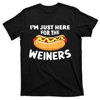 Funny Hot Dog Im Just Here For The Wieners 4th Of July Trending Design T-Shirt