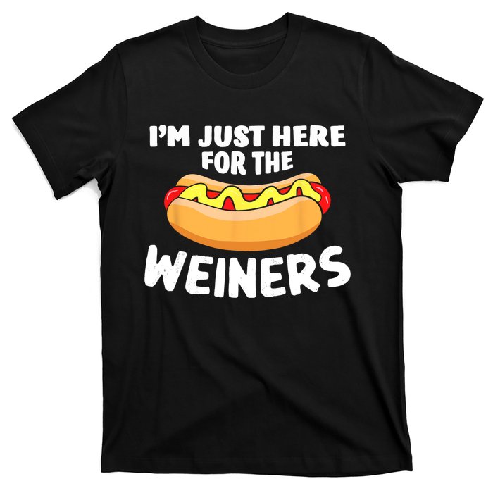 Funny Hot Dog Im Just Here For The Wieners 4th Of July Trending Design T-Shirt