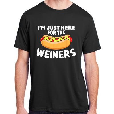 Funny Hot Dog Im Just Here For The Wieners 4th Of July Trending Design Adult ChromaSoft Performance T-Shirt