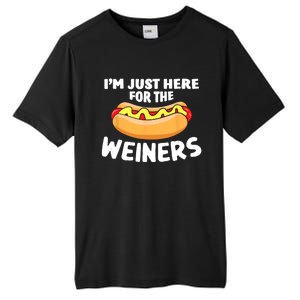 Funny Hot Dog Im Just Here For The Wieners 4th Of July Trending Design Tall Fusion ChromaSoft Performance T-Shirt