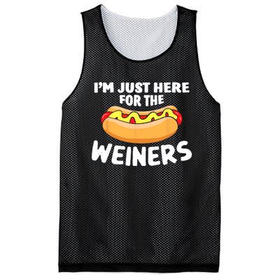 Funny Hot Dog Im Just Here For The Wieners 4th Of July Trending Design Mesh Reversible Basketball Jersey Tank