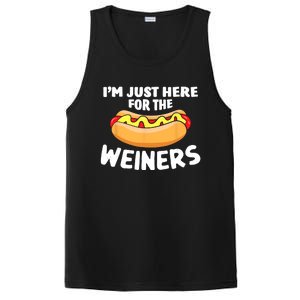 Funny Hot Dog Im Just Here For The Wieners 4th Of July Trending Design PosiCharge Competitor Tank