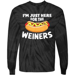 Funny Hot Dog Im Just Here For The Wieners 4th Of July Trending Design Tie-Dye Long Sleeve Shirt