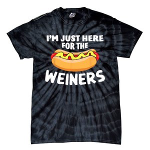 Funny Hot Dog Im Just Here For The Wieners 4th Of July Trending Design Tie-Dye T-Shirt