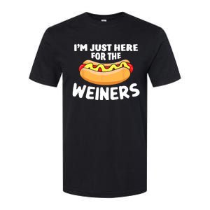 Funny Hot Dog Im Just Here For The Wieners 4th Of July Trending Design Softstyle CVC T-Shirt