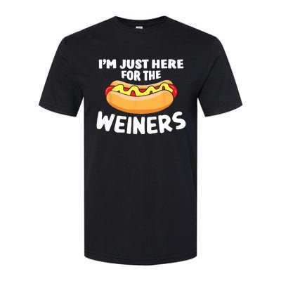 Funny Hot Dog Im Just Here For The Wieners 4th Of July Trending Design Softstyle CVC T-Shirt