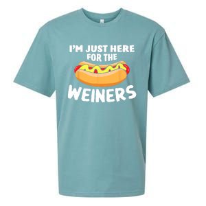 Funny Hot Dog Im Just Here For The Wieners 4th Of July Trending Design Sueded Cloud Jersey T-Shirt