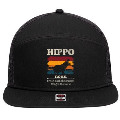 Funny Hippo Definition Cool Hippo Animals Humor Hippopotamus 7 Panel Mesh Trucker Snapback Hat