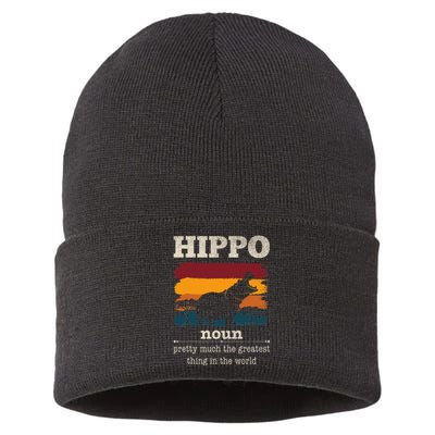 Funny Hippo Definition Cool Hippo Animals Humor Hippopotamus Sustainable Knit Beanie