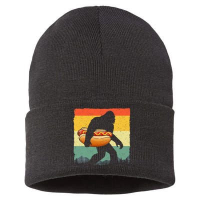 Funny Hot Dog Art For Women Bigfoot Hotdog Lovers Sustainable Knit Beanie