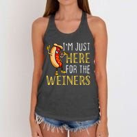 Funny Hot Dog IM Just Here For The Wieners Sausage Women's Knotted Racerback Tank