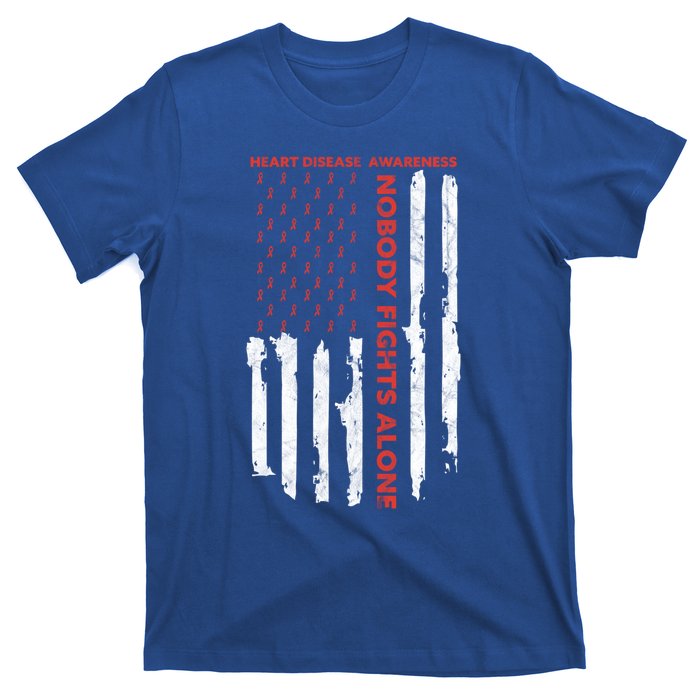 Fight Heart Disease Awareness Month American Flag Gift T-Shirt