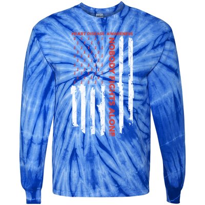 Fight Heart Disease Awareness Month American Flag Gift Tie-Dye Long Sleeve Shirt