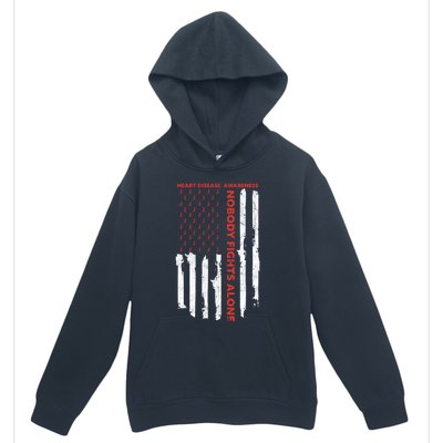 Fight Heart Disease Awareness Month American Flag Gift Urban Pullover Hoodie