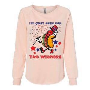 Funny Hot Dog Im Just Here For The Wieners 4Th Of July Womens California Wash Sweatshirt