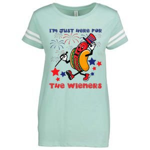 Funny Hot Dog Im Just Here For The Wieners 4Th Of July Enza Ladies Jersey Football T-Shirt