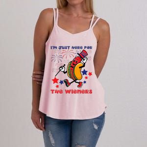 Funny Hot Dog Im Just Here For The Wieners 4Th Of July Women's Strappy Tank