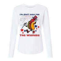 Funny Hot Dog Im Just Here For The Wieners 4Th Of July Womens Cotton Relaxed Long Sleeve T-Shirt