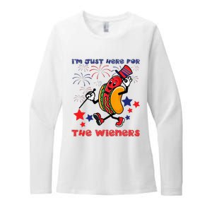 Funny Hot Dog Im Just Here For The Wieners 4Th Of July Womens CVC Long Sleeve Shirt