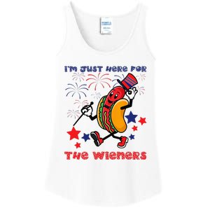 Funny Hot Dog Im Just Here For The Wieners 4Th Of July Ladies Essential Tank