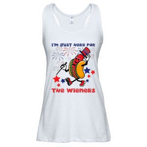 Funny Hot Dog Im Just Here For The Wieners 4Th Of July Ladies Essential Flowy Tank