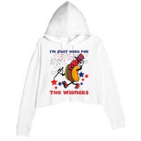 Funny Hot Dog Im Just Here For The Wieners 4Th Of July Crop Fleece Hoodie