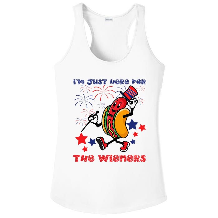 Funny Hot Dog Im Just Here For The Wieners 4Th Of July Ladies PosiCharge Competitor Racerback Tank