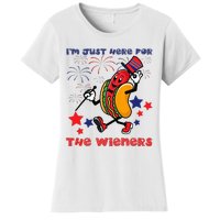 Funny Hot Dog Im Just Here For The Wieners 4Th Of July Women's T-Shirt