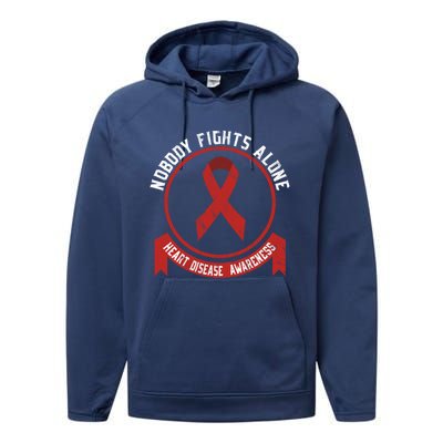 Fight Heart Disease Awareness Month American Heart Health Gift Performance Fleece Hoodie