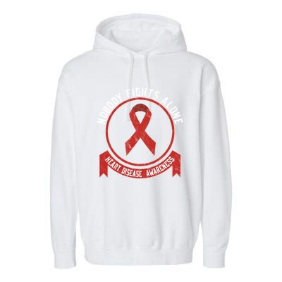 Fight Heart Disease Awareness Month American Heart Health Gift Garment-Dyed Fleece Hoodie