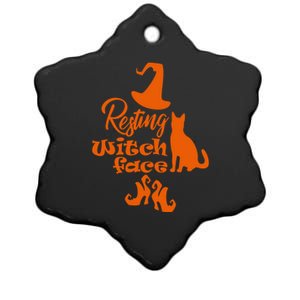 Funny Halloween Design Resting Witch Face Gift Ceramic Star Ornament