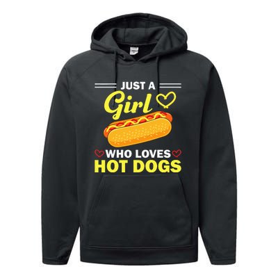 Funny Hot Dog Design For Women Hot Dog Lovers Performance Fleece Hoodie