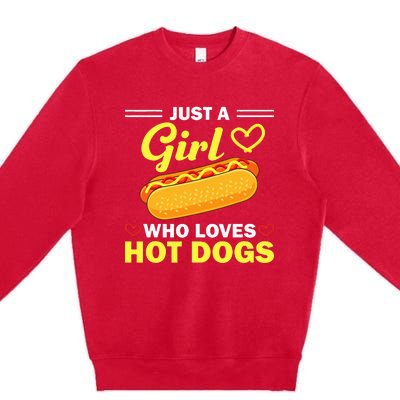 Funny Hot Dog Design For Women Hot Dog Lovers Premium Crewneck Sweatshirt