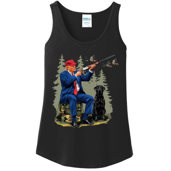 Funny Hunting Duck Trump Camo Hunting Hello Hunting Season Ladies Essential Tank