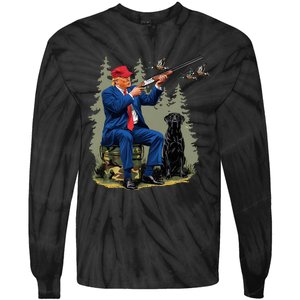 Funny Hunting Duck Trump Camo Hunting Hello Hunting Season Tie-Dye Long Sleeve Shirt