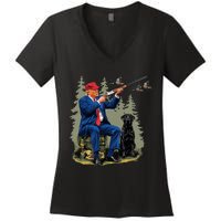 Funny Hunting Duck Trump Camo Hunting Hello Hunting Season Women's V-Neck T-Shirt