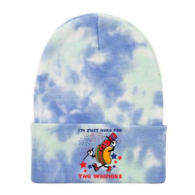 Funny Hot Dog I'm Just Here For The Wieners 4Th Of July Tie Dye 12in Knit Beanie