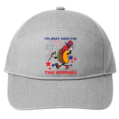 Funny Hot Dog I'm Just Here For The Wieners 4Th Of July 7-Panel Snapback Hat