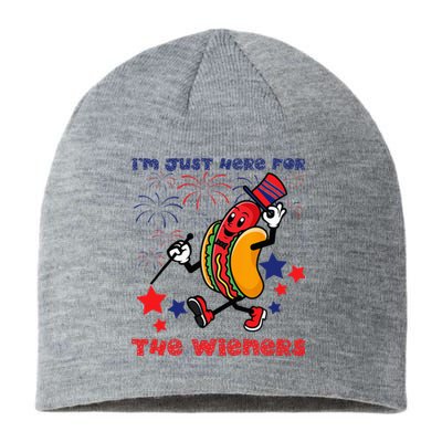 Funny Hot Dog I'm Just Here For The Wieners 4Th Of July Sustainable Beanie